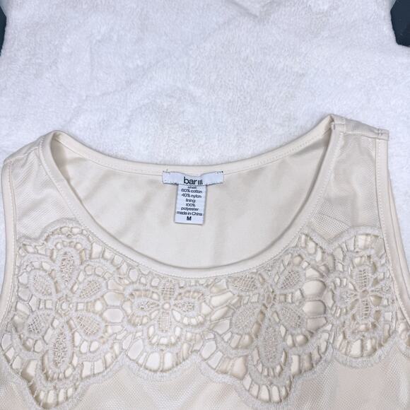 BAR III Macy's Sleeveless Cream Crochet Layered Tank Sleeveless Blouse Top Med - Picture 8 of 8